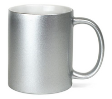Load image into Gallery viewer, Metallic Silver Ceramic Sublimation Coffee Mug - 11oz