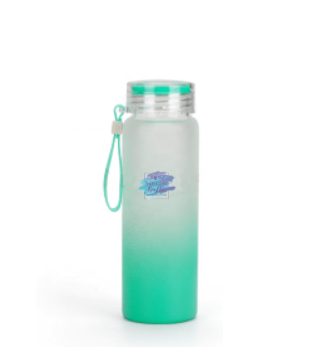 Gradient Color Frosted Glass Water Bottle