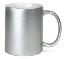 Load image into Gallery viewer, Metallic Silver Ceramic Sublimation Coffee Mug - 11oz
